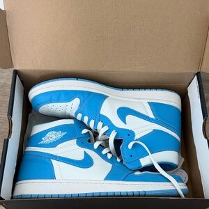 Jordan High-Top Sneakers in White and Light Blue